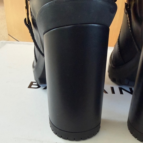 Balmain Black Heeled Boots with Gold Accents - combat style - Picture 9 of 14